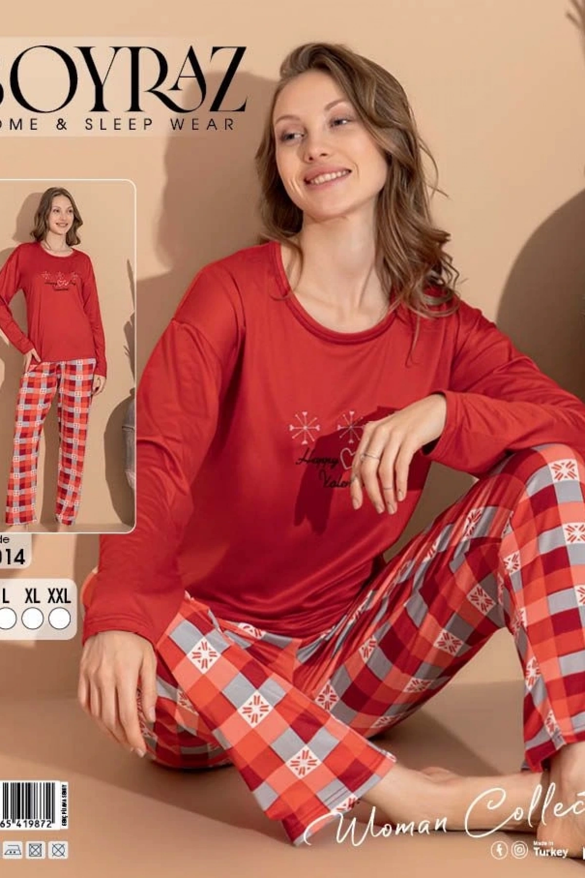 Boyraz 08014 Kadın Sendy Kumaş Uzun Kol Pijama Takımı