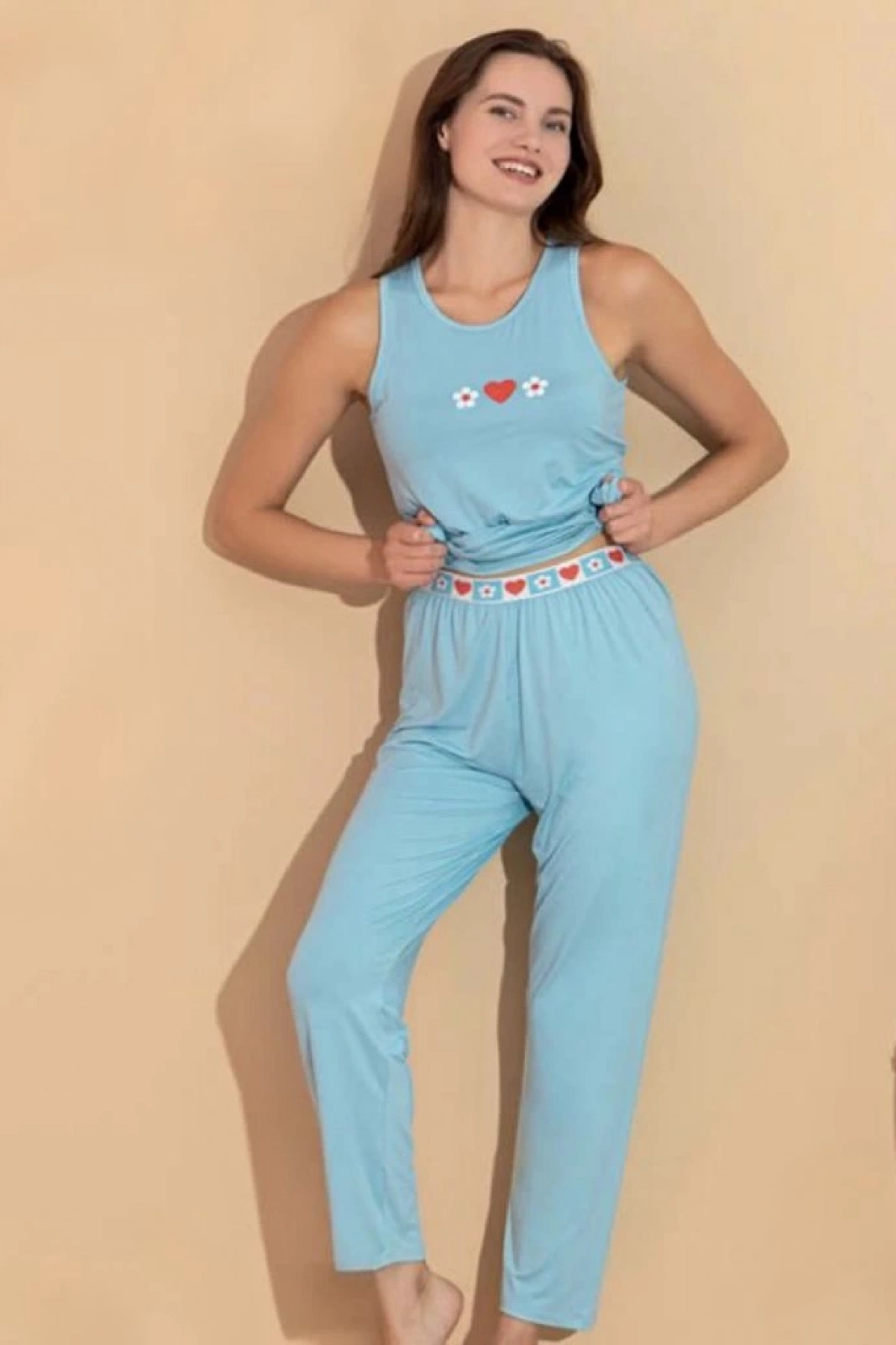 Boyraz 20616 Kadın Milan Kumaş Atlet Pijama Takımı