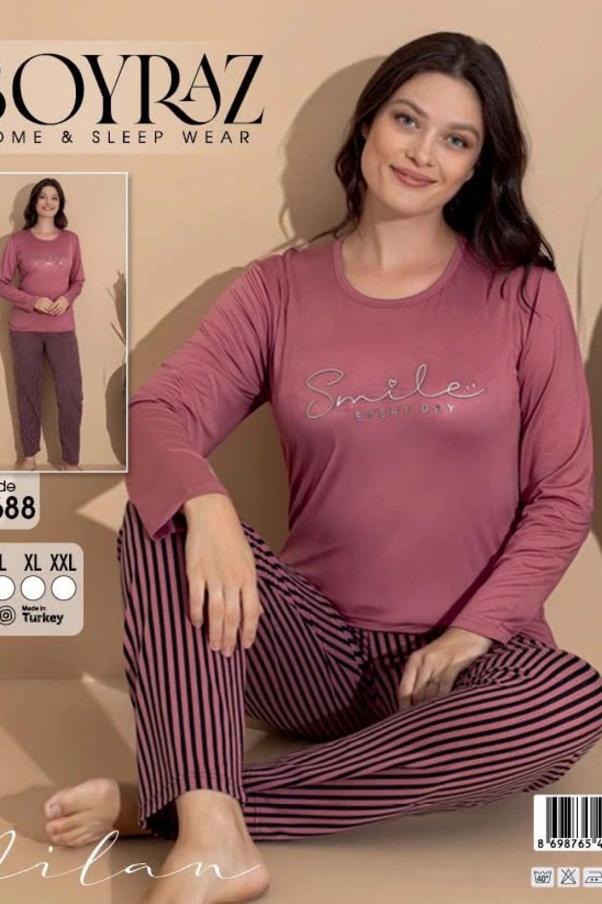 Boyraz 20688 Kadın Milan Uzun Kol Pijama Takımı