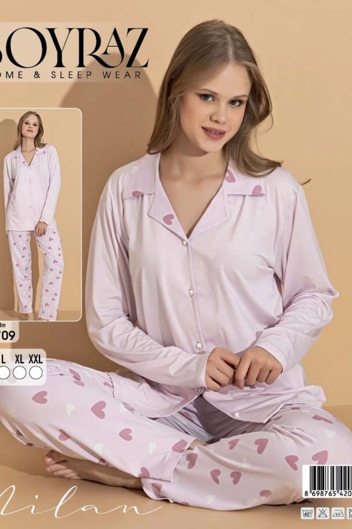 Boyraz 20709 Milan Gömlek Yaka Uzun Kol Pijama Takımı