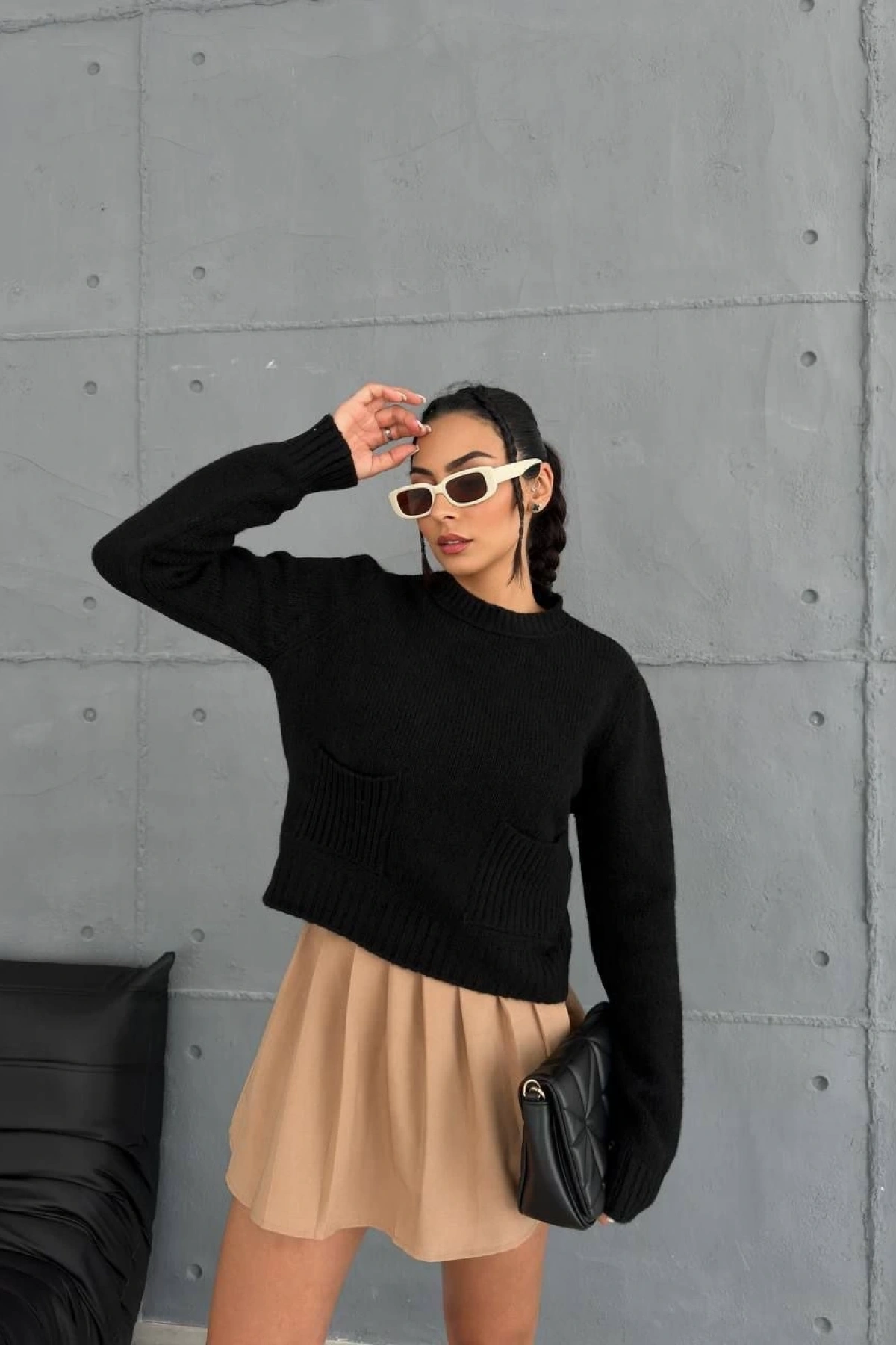 Cepli triko kazak siyah