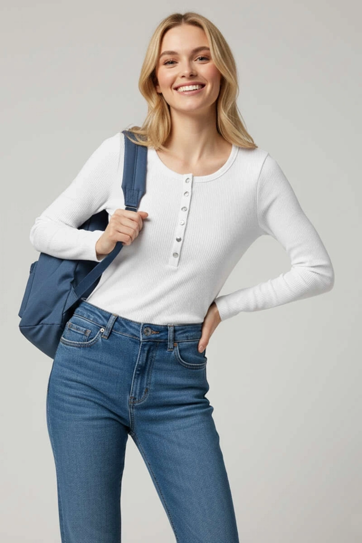 Çıtçıt Detaylı Bluz Beyaz T4343