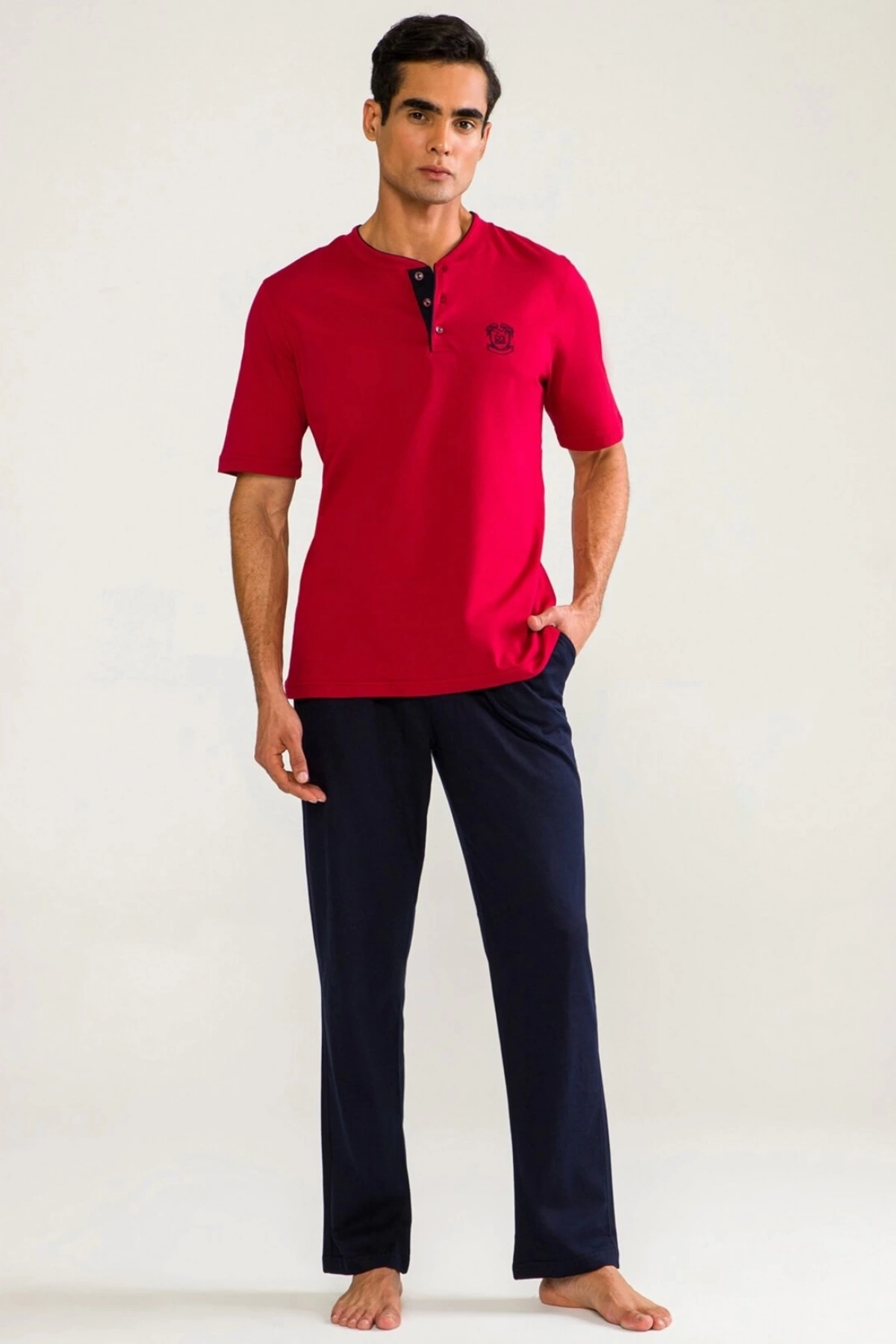 DS Damat 02000 Kısa Kol 3lü Erkek Pijama Takımı