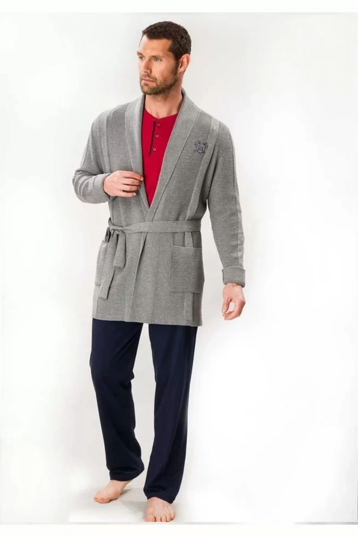 DS Damat 03004 5li Triko Robdöşambr Damat Pijama Seti