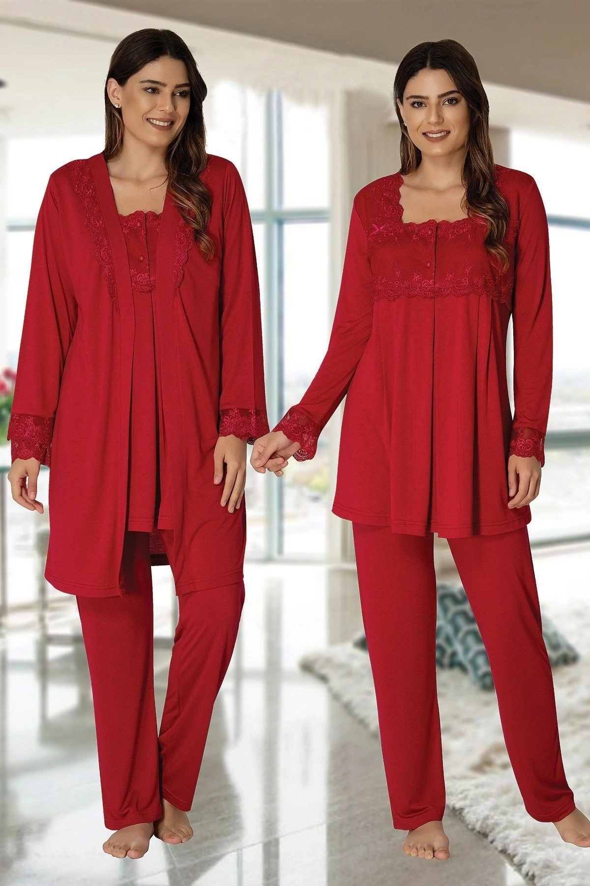 Effortt 2401  Sabahlıklı Lohusa Pijama Takımı