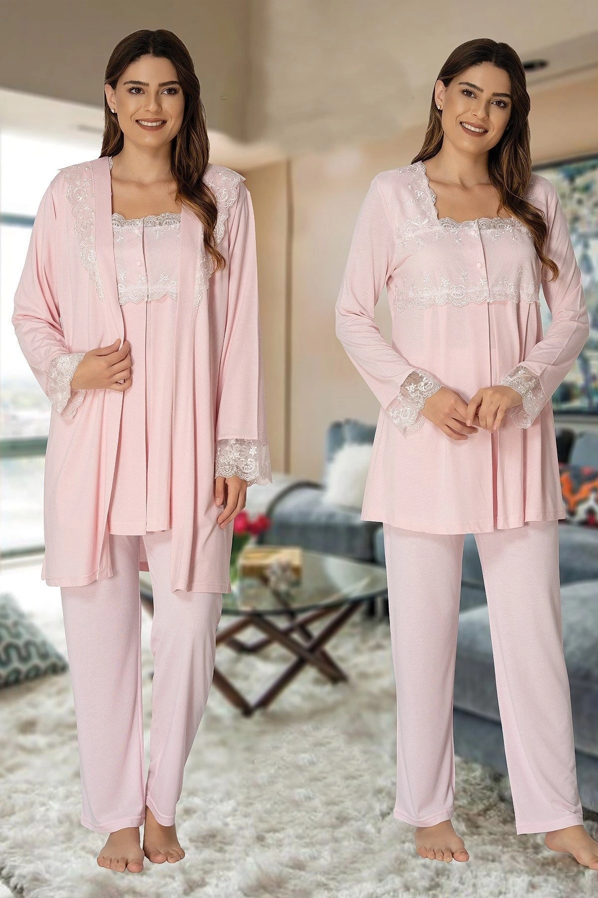 Effortt 2401  Sabahlıklı Lohusa Pijama Takımı