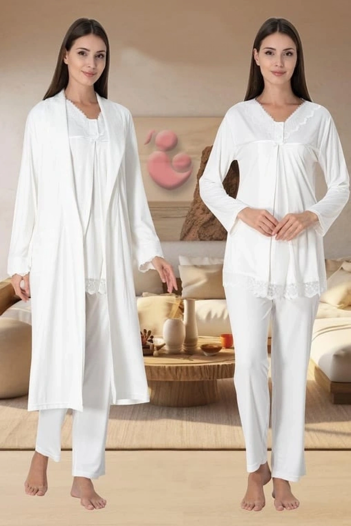 Effortt 4034 Uzun Sabahlıklı Lohusa Pijama Takımı