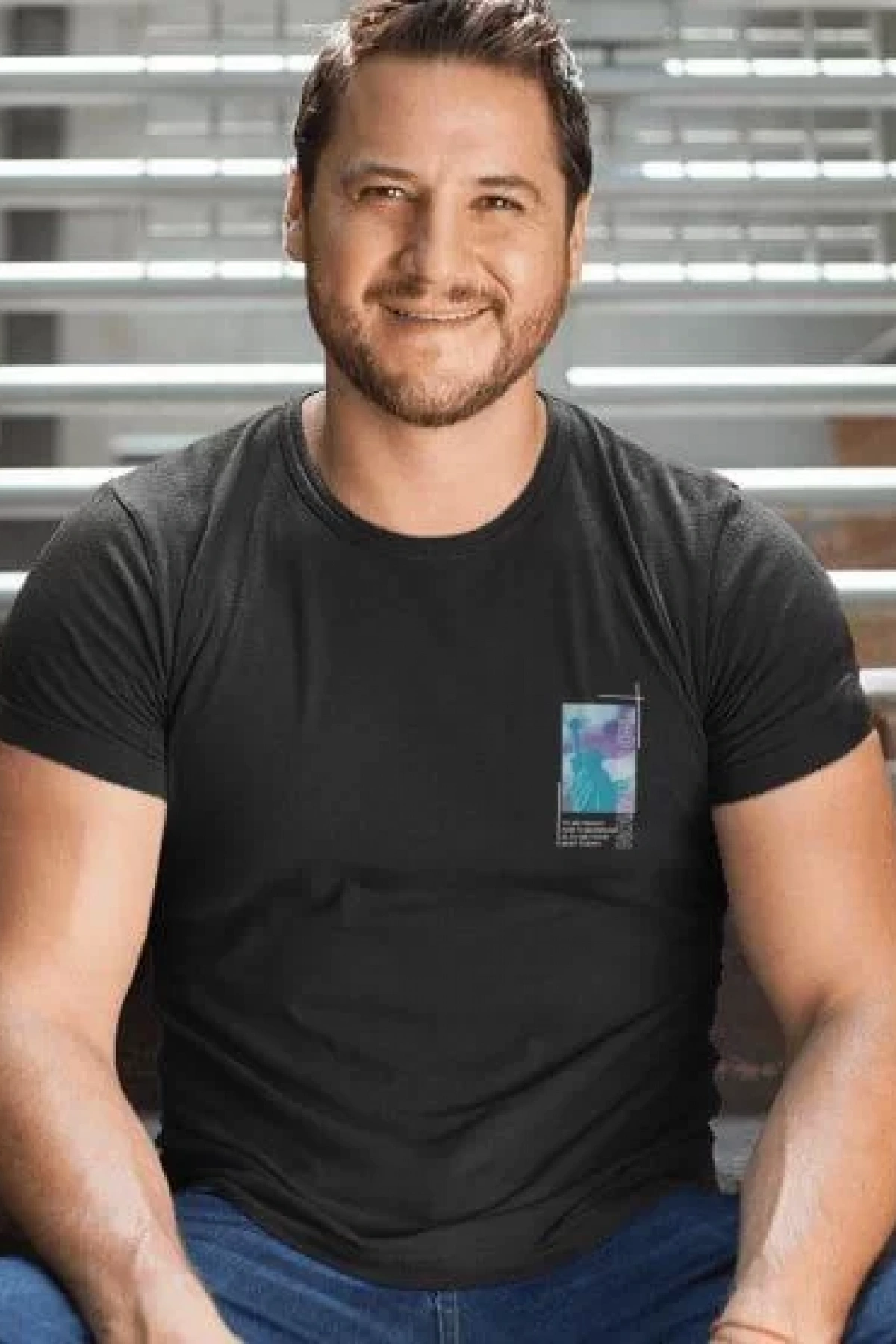 Erkek Bisiklet Yaka Baskılı Oversize T-Shirt - Siyah