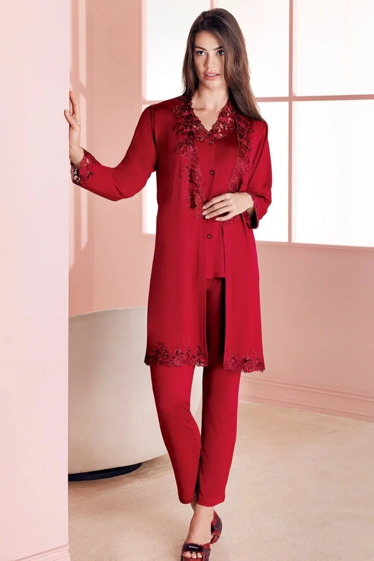 Espuar 752 Penye 3lü Sabahlık Pijama Takımı