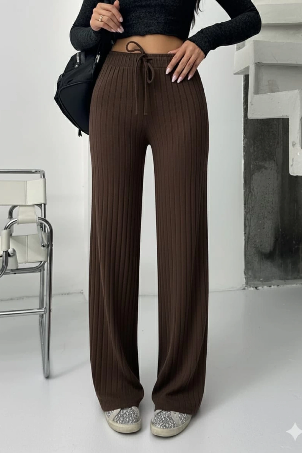 Fitilli şardonlu pantolon kahve a4058