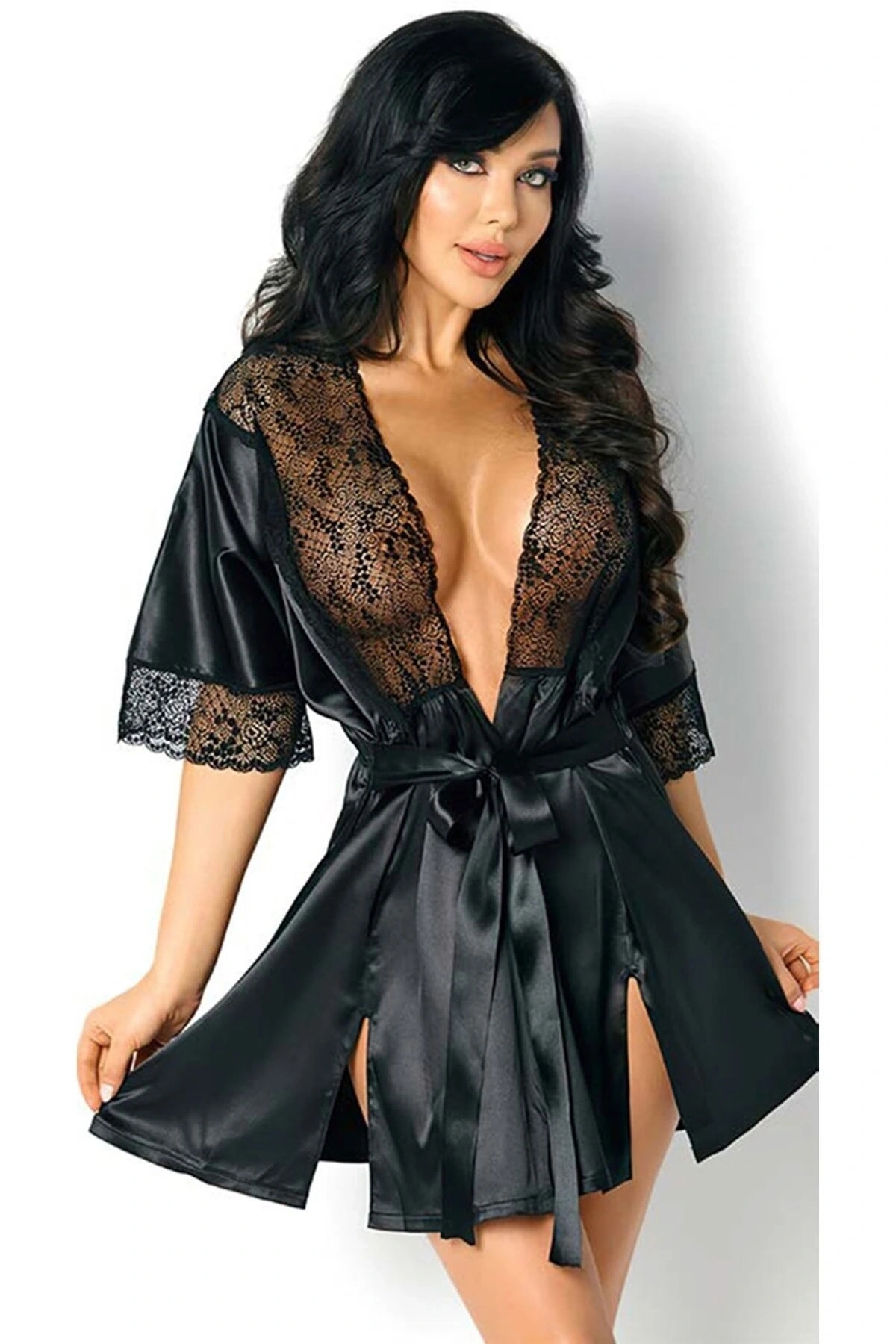 For Dreams 8357 Dantel Tül Detaylı Sabahlık