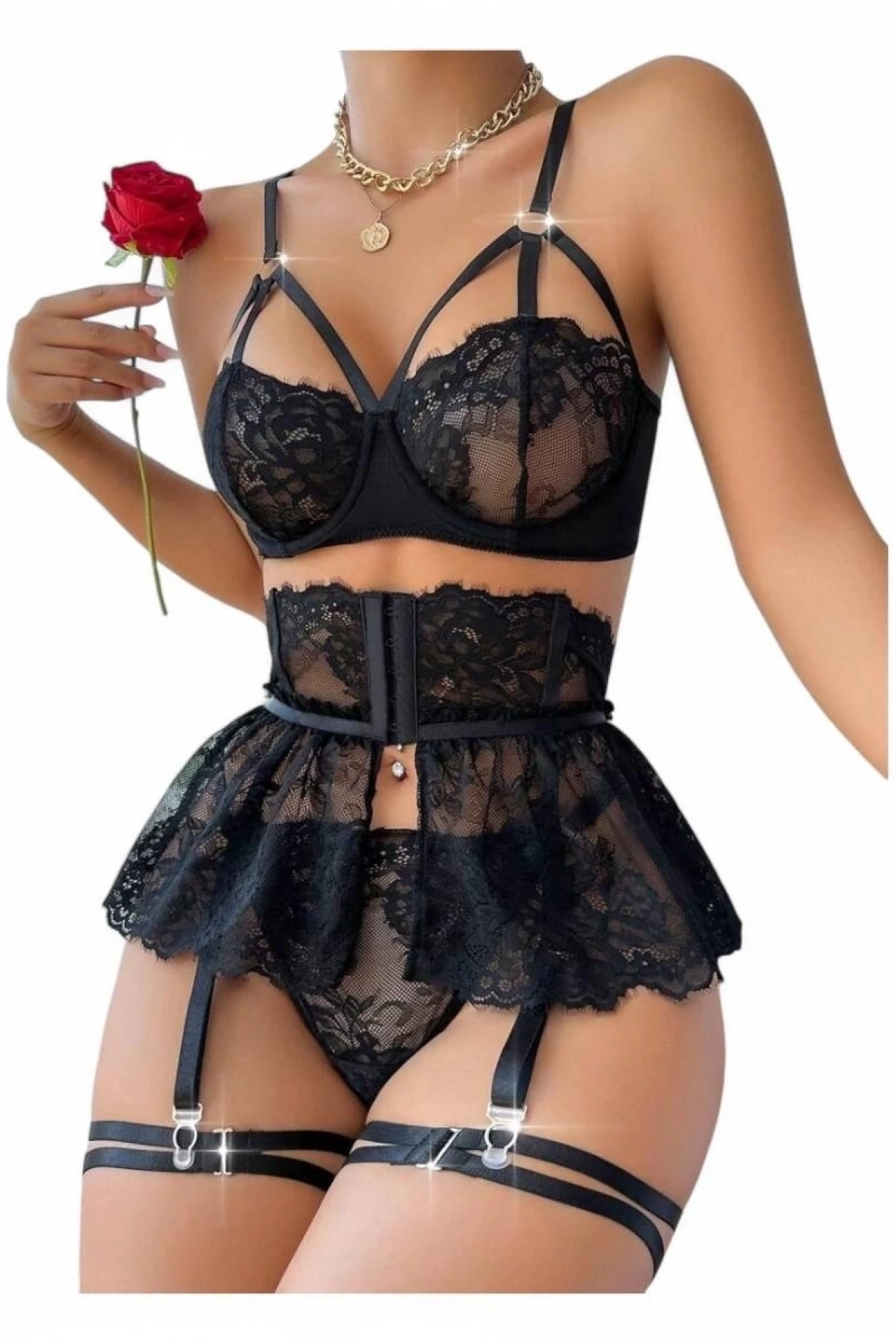 For Dreams 8493 Dantelli Jartiyer Takım