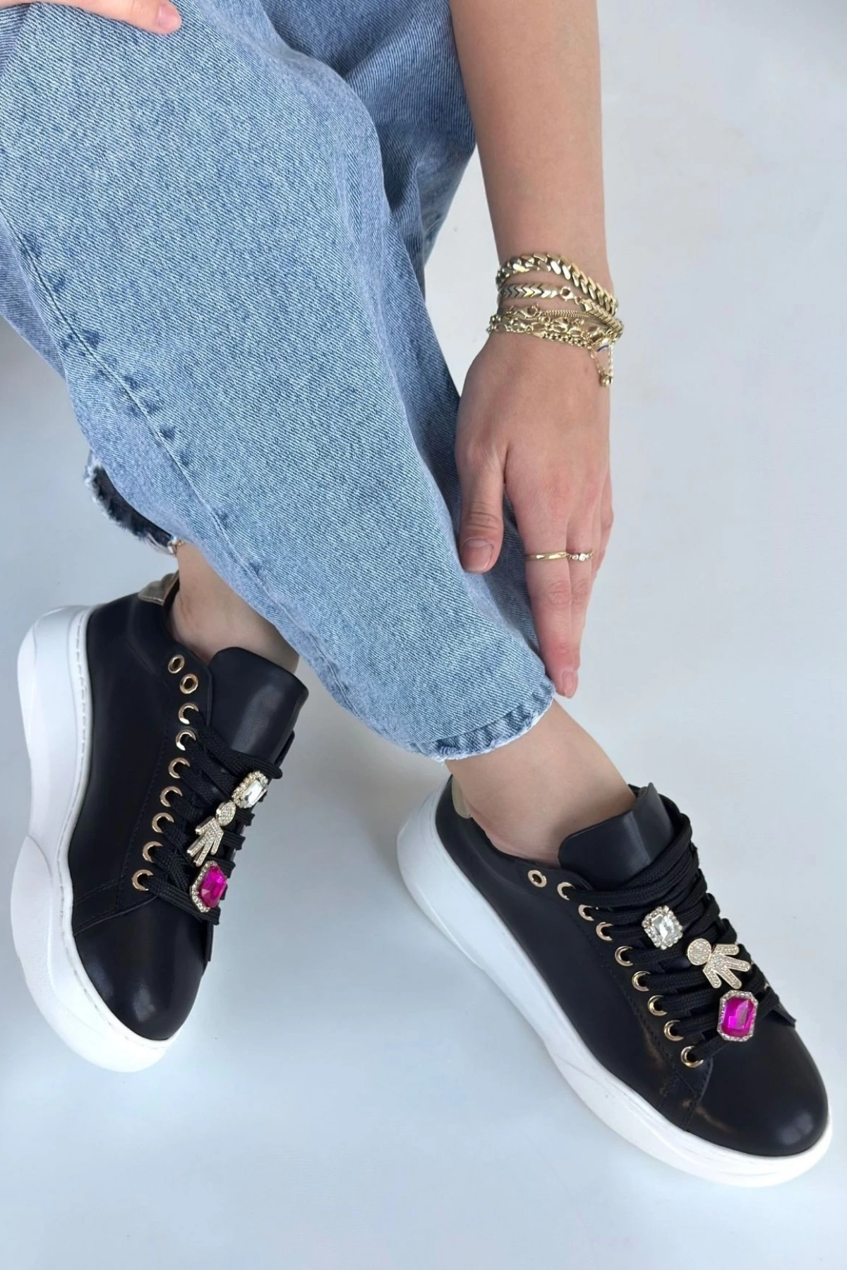 Gane Siyah Cilt Bağcıklı Spor Ayakkabı