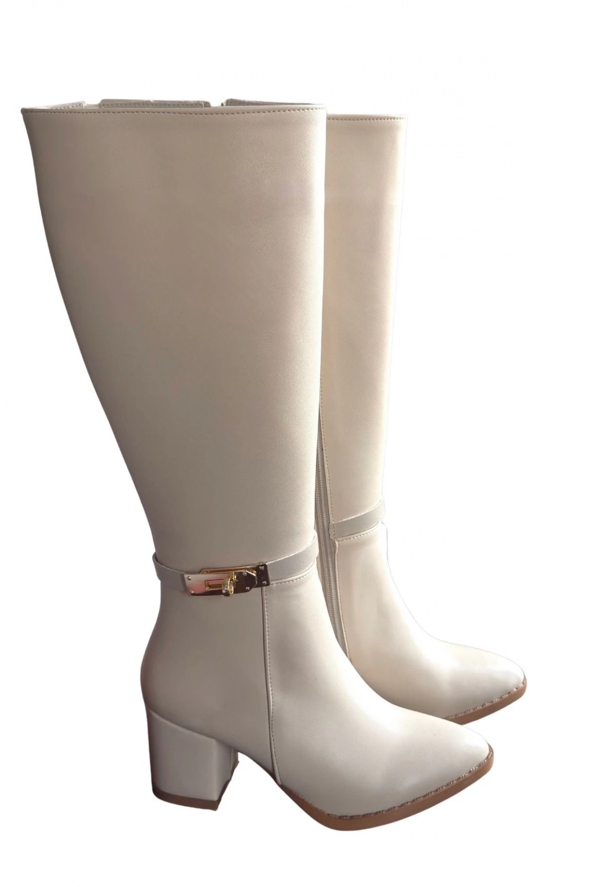 Jeoli Bej Cilt Topuklu Çizme