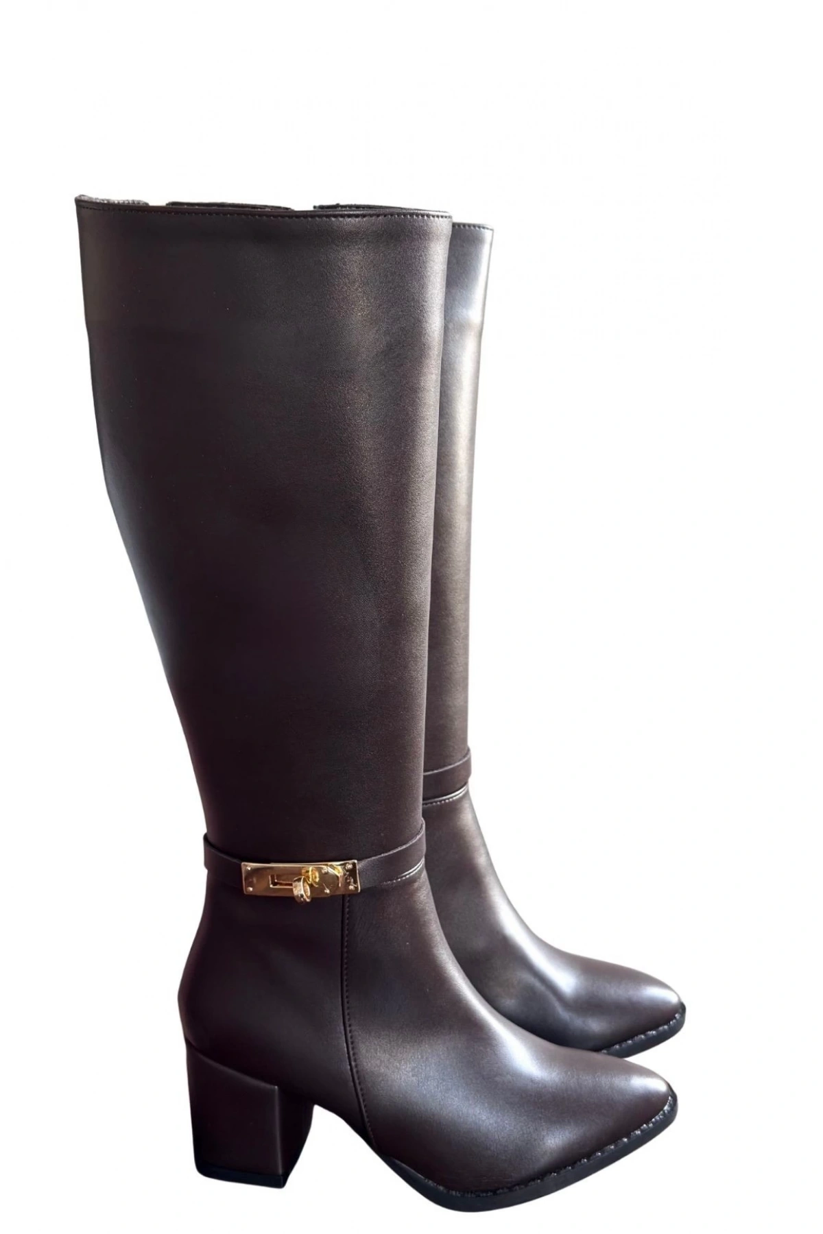 Jeoli Kahverengi Cilt Topuklu Çizme