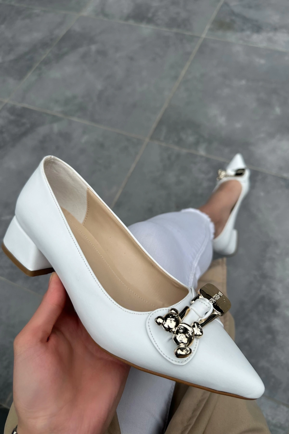 Jies Beyaz Topuklu Ayakkabı
