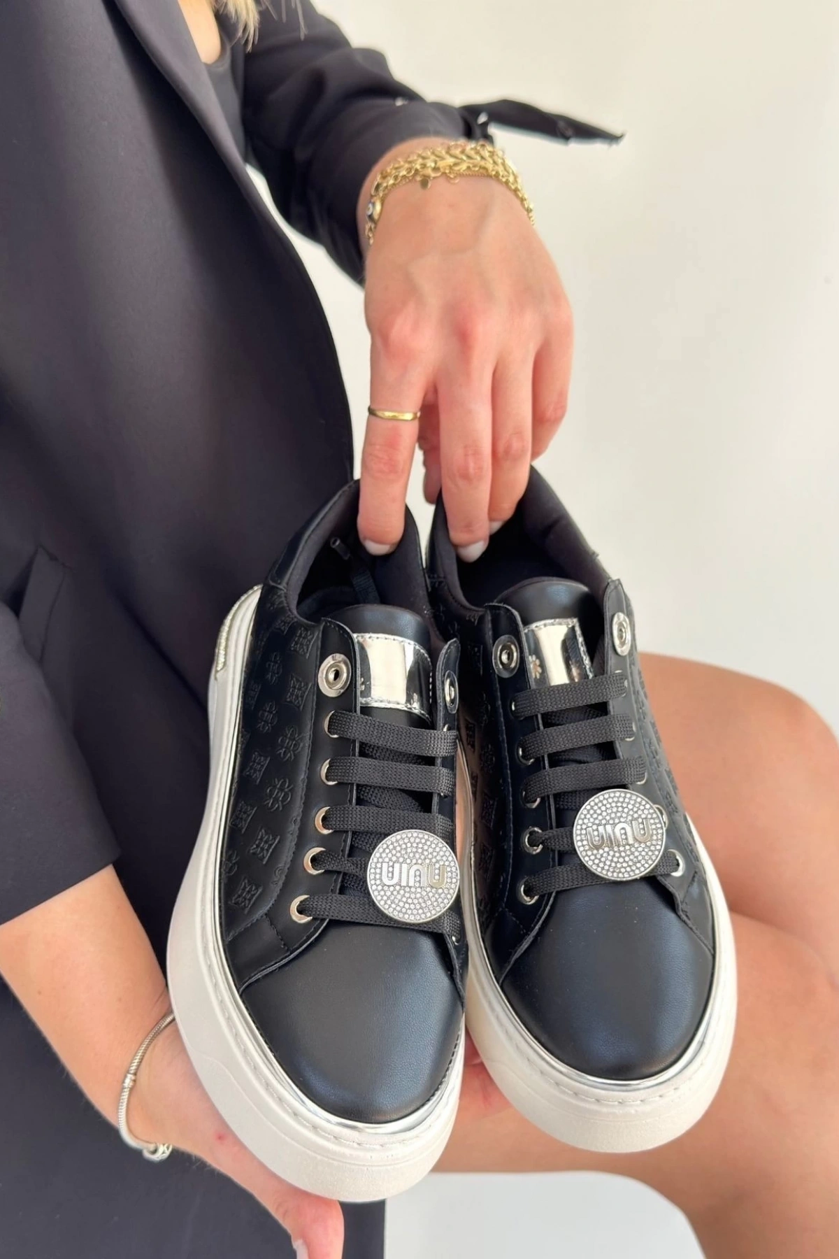 Jlar Siyah Cilt Bağcıklı Spor Ayakkabı