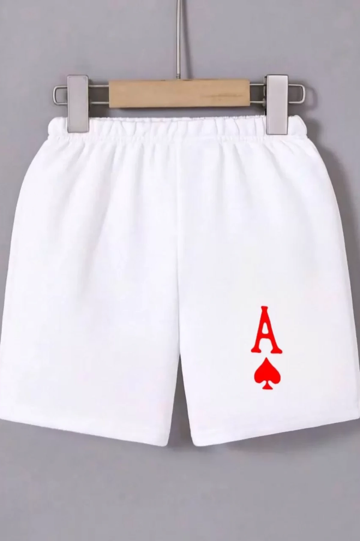 Kadın Beli Lastikli Baskılı Mini Şort - Beyaz