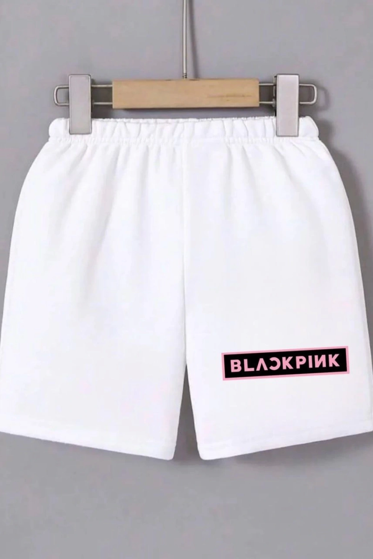 Kadın Beli Lastikli Baskılı Mini Şort - Beyaz