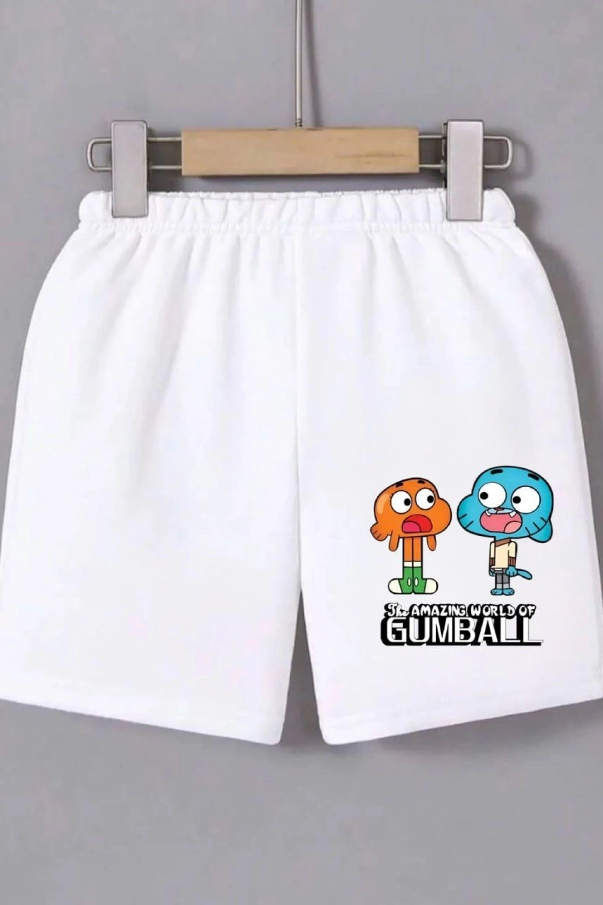 Kadın Beli Lastikli Baskılı Mini Şort - Beyaz