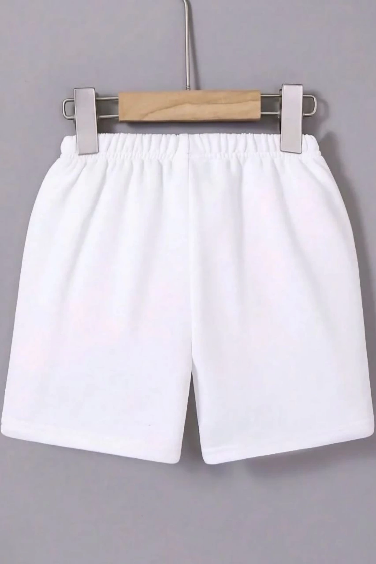 Kadın Beli Lastikli Mini Düz Şort - Beyaz