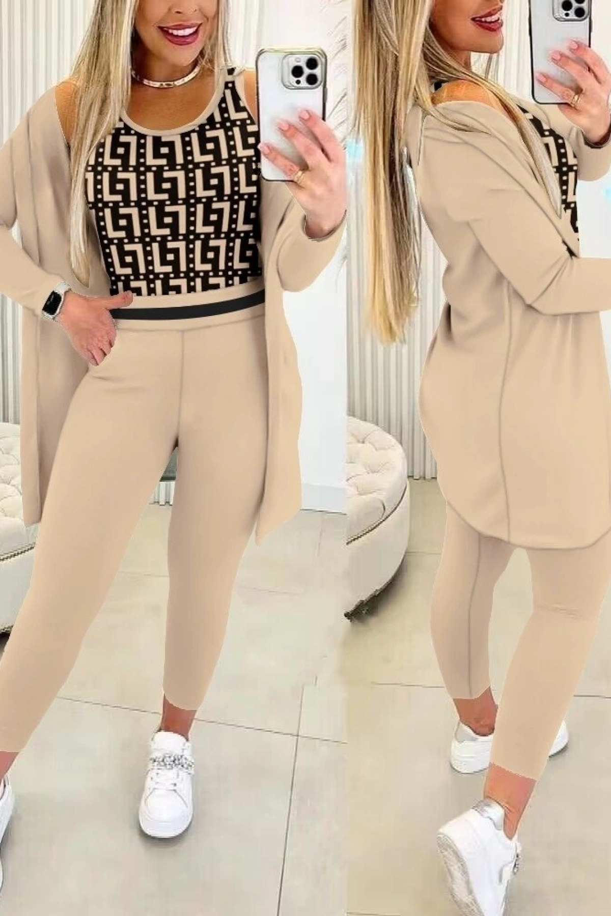 Kadın Uzun Kollu Krep üçlü Takım