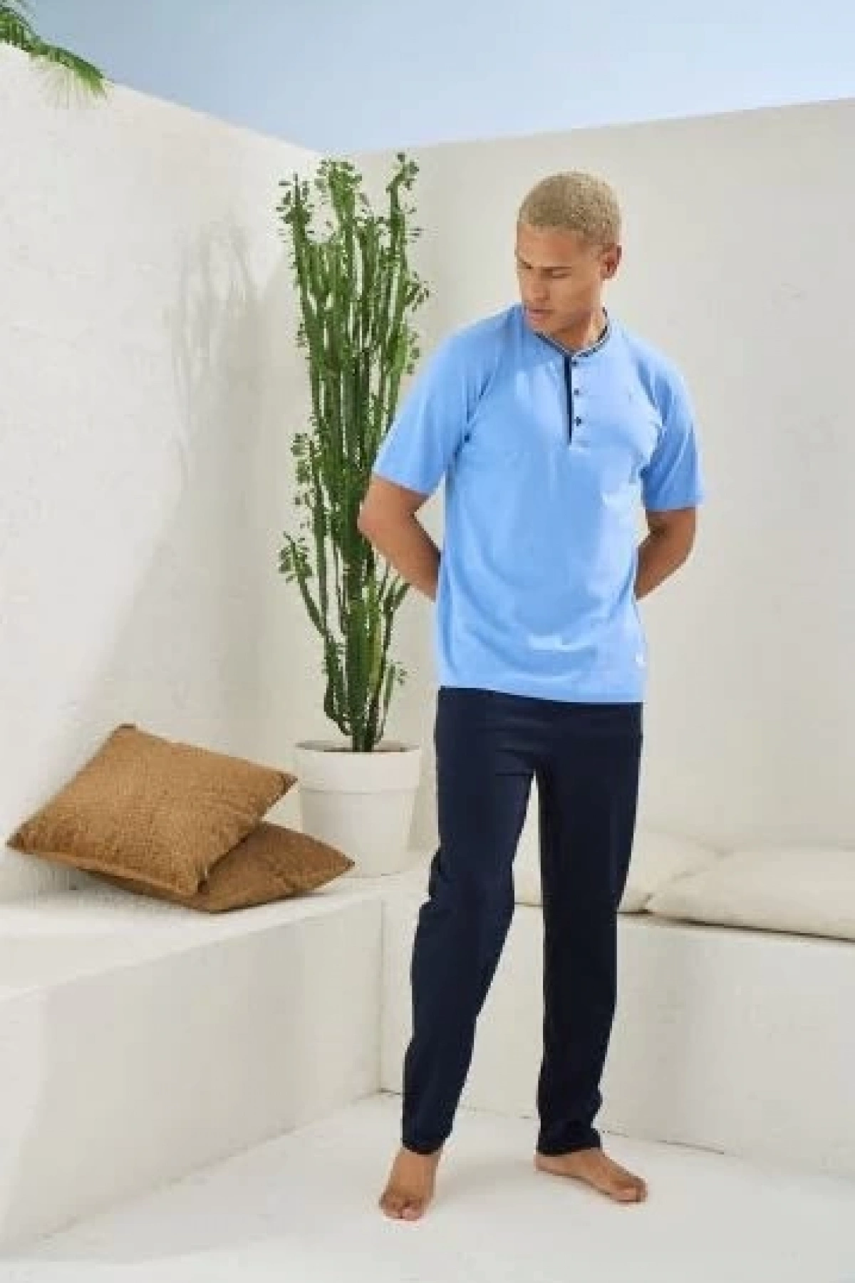 Kocabey 2104 Erkek Midi Yaka Pijama Takım