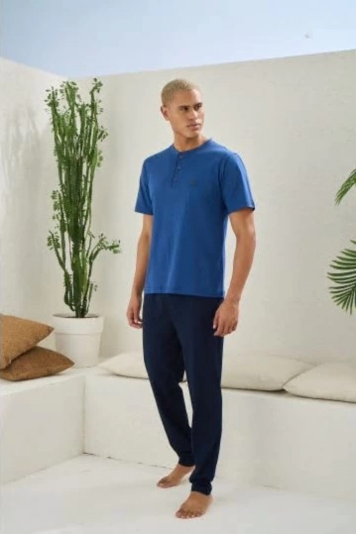 Kocabey 2207 Erkek Battal Midi Yaka Pijama Takım