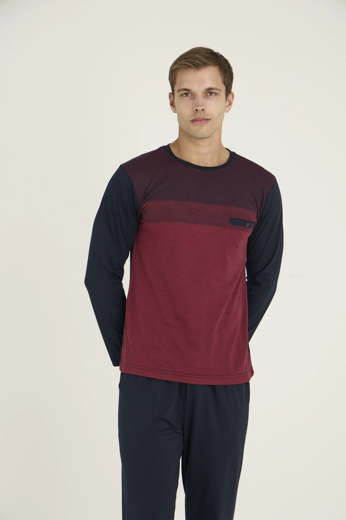 Kocabey 9217 Erkek O.Yaka Flato Cepli Pijama Takım