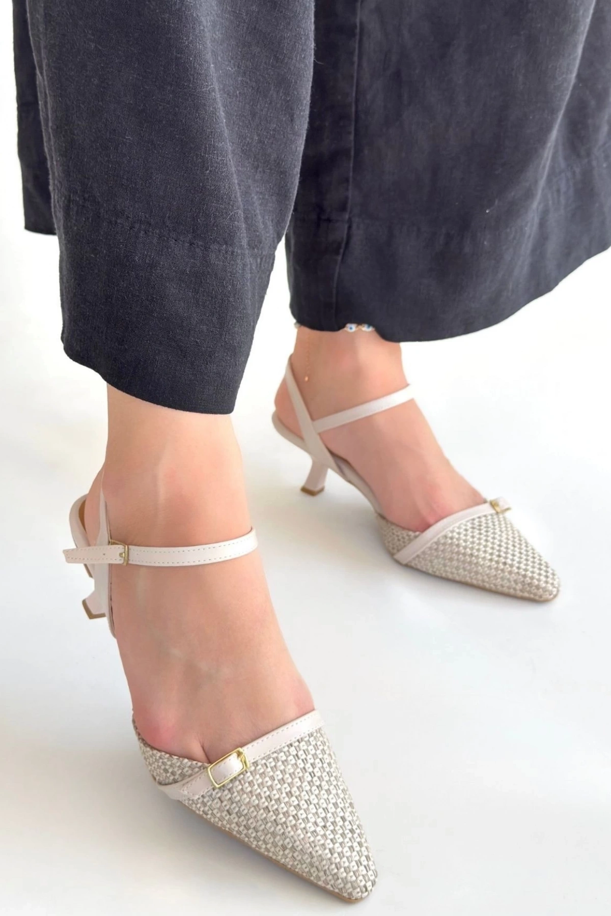 Lanna Bej Cilt Topuklu Ayakkabı