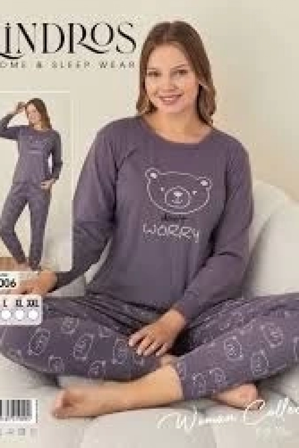 Lindros 05006 Raporlu Polar Kumaş Uzun Kol Pijama Takımı