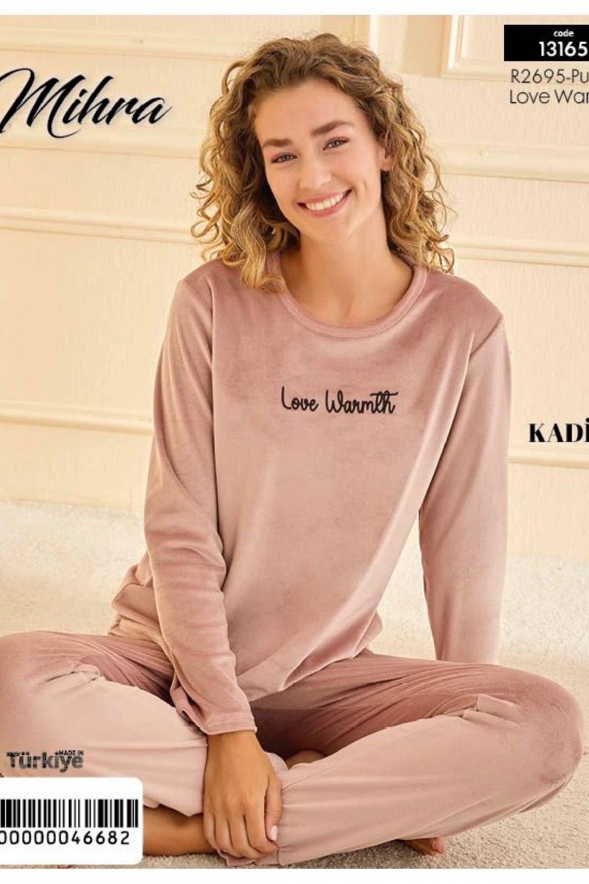 Mihra 13165 Kadın Kadife Uzun Kol Pijama Takımı