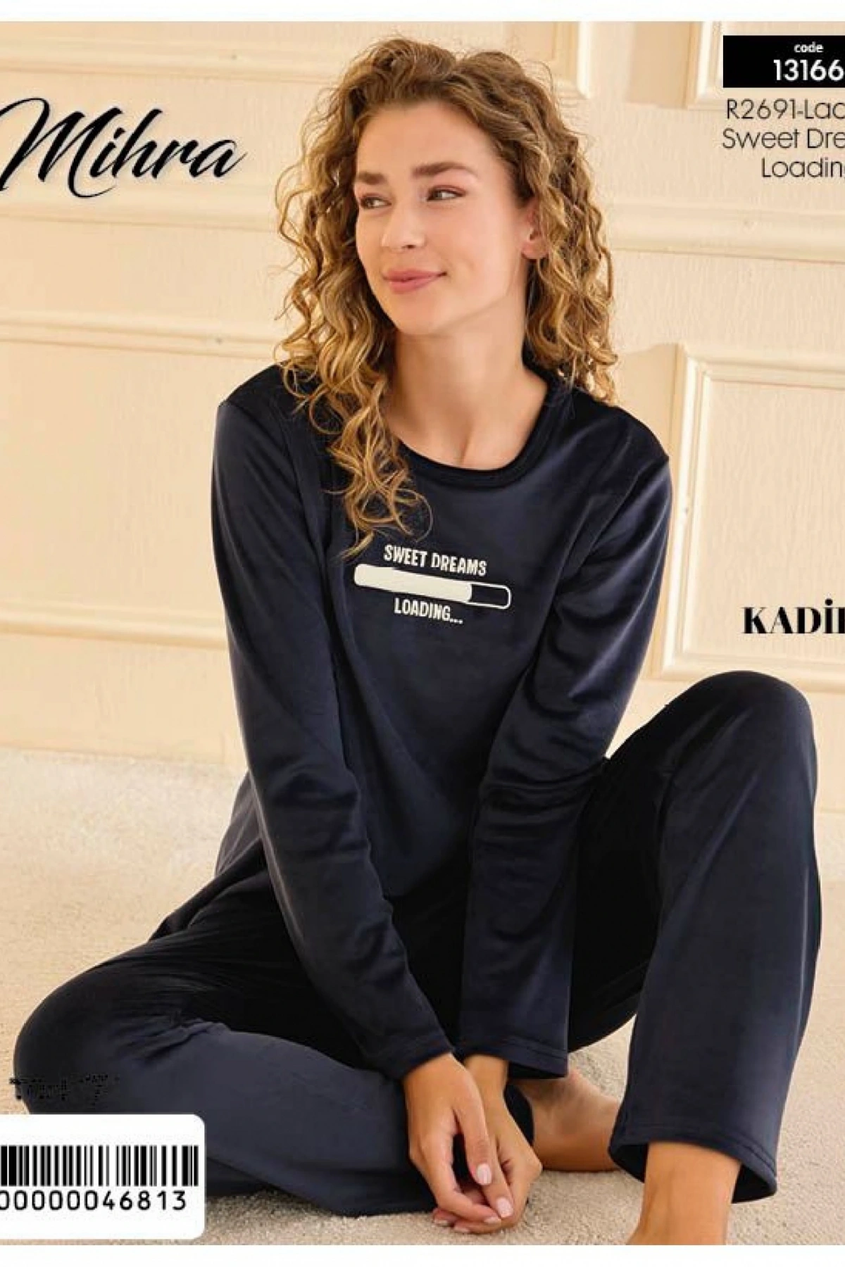 Mihra 13166 Kadın Kadife Uzun Kol Pijama Takımı