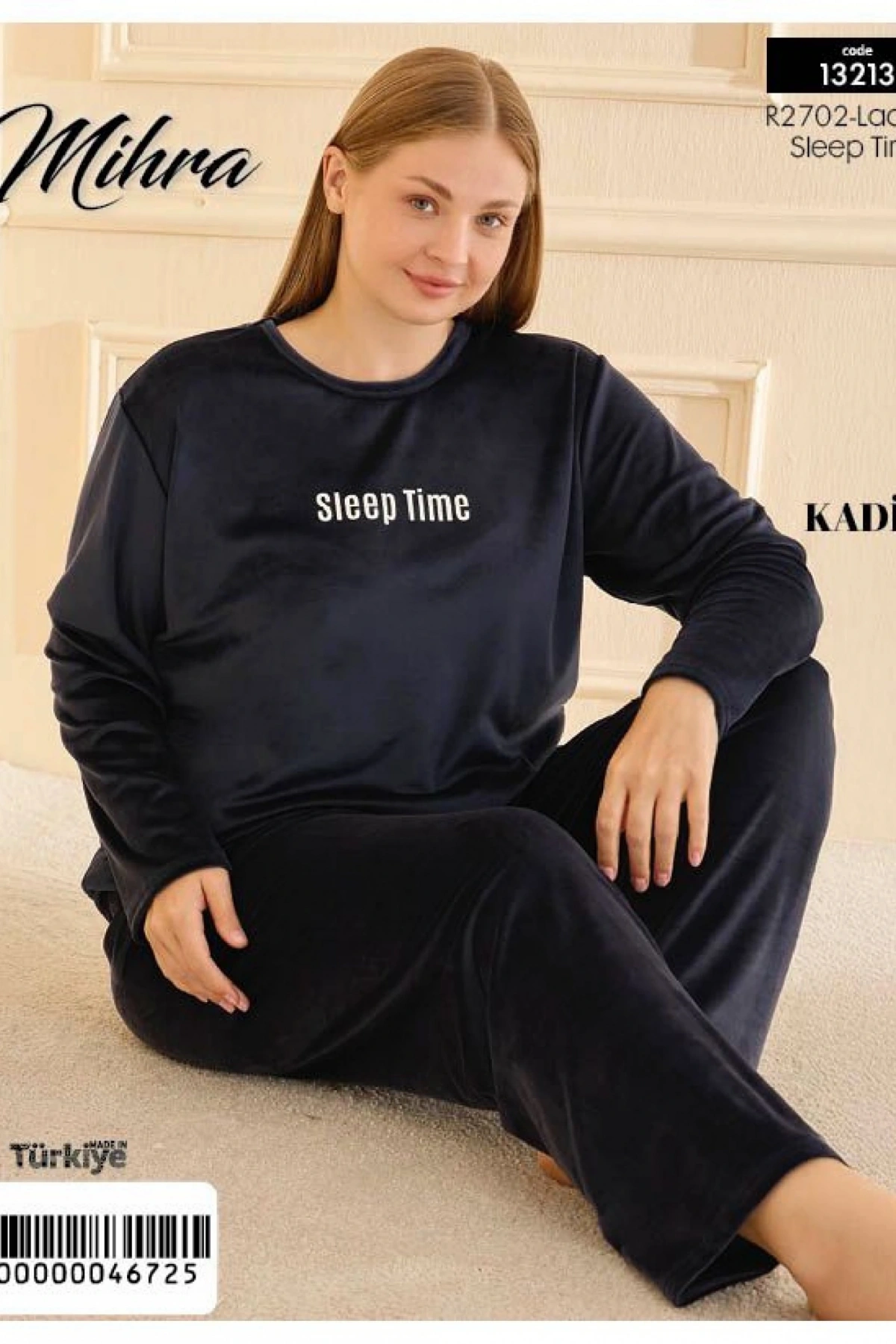 Mihra 13213 Kadın Kadife Uzun Kol Pijama Takımı