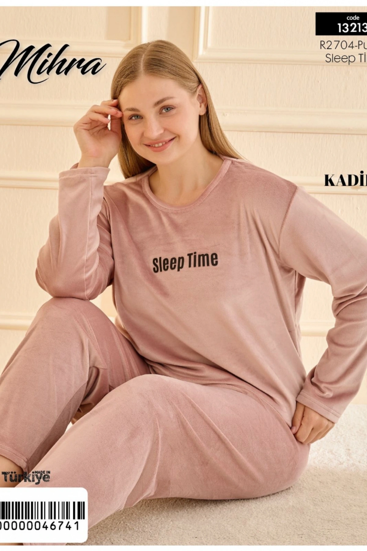 Mihra 13213 Kadın Kadife Uzun Kol Pijama Takımı