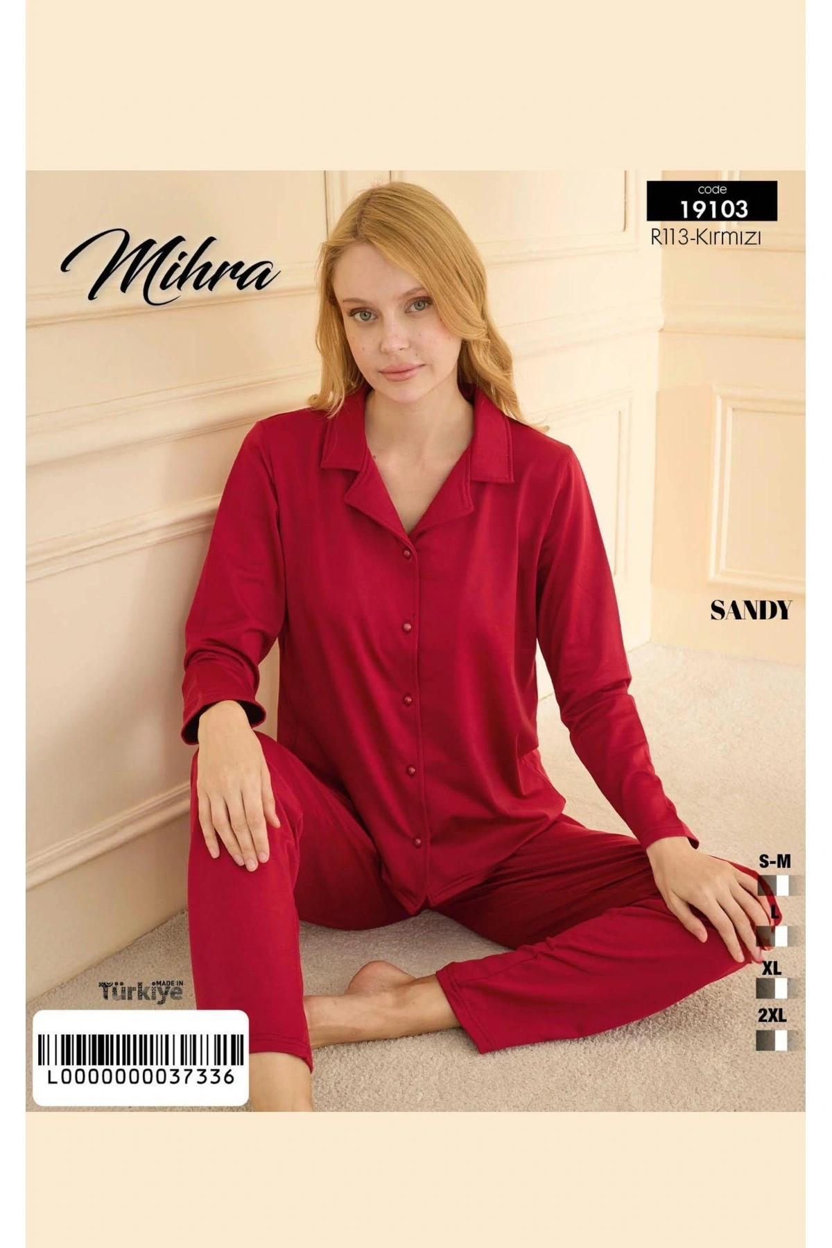 Mihra 19103 Kadın Düğmeli Uzun Kol Pijama Takımı