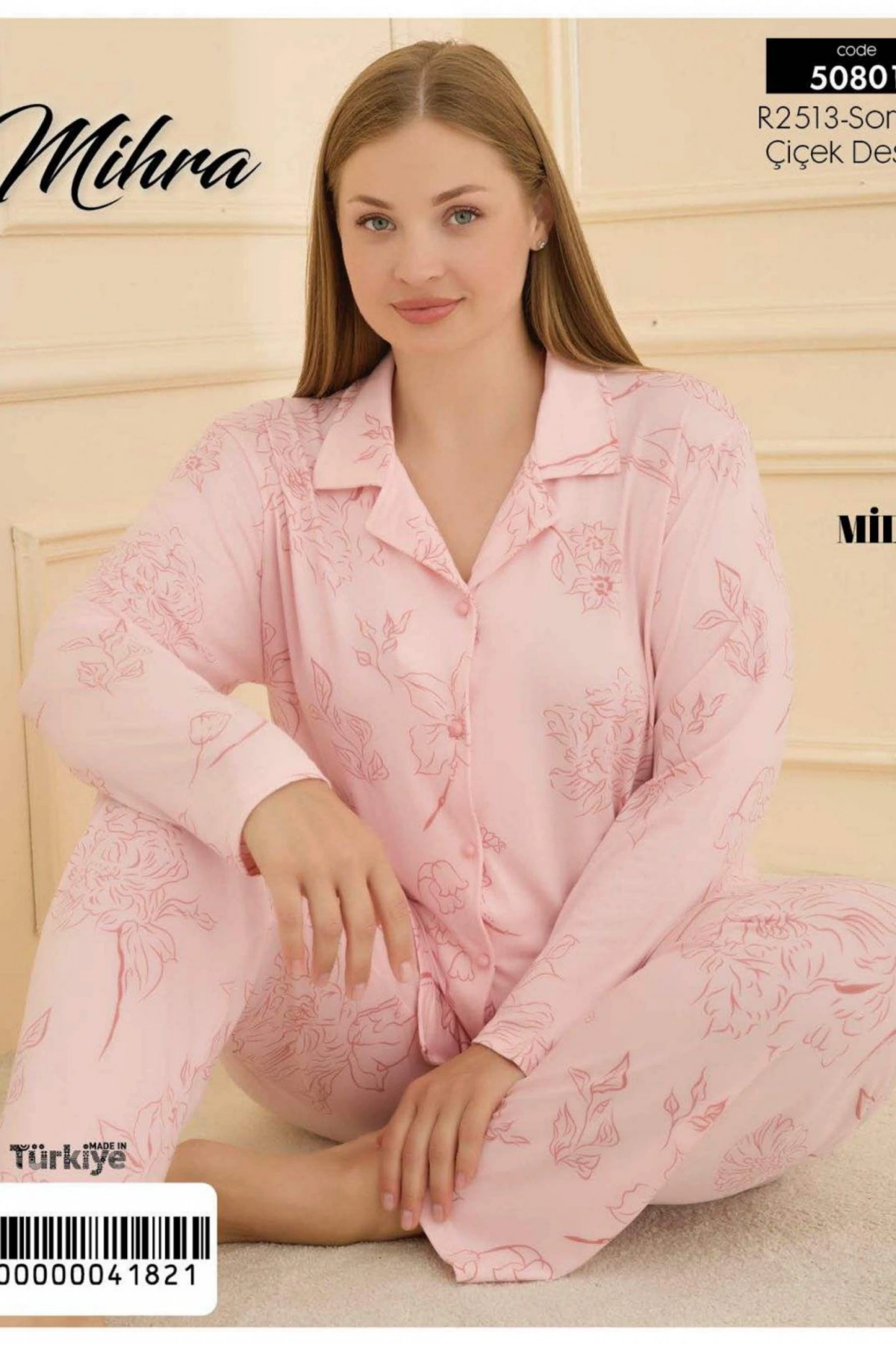 Mihra 50801 Kadın Düğmeli Battal Pijama Takımı