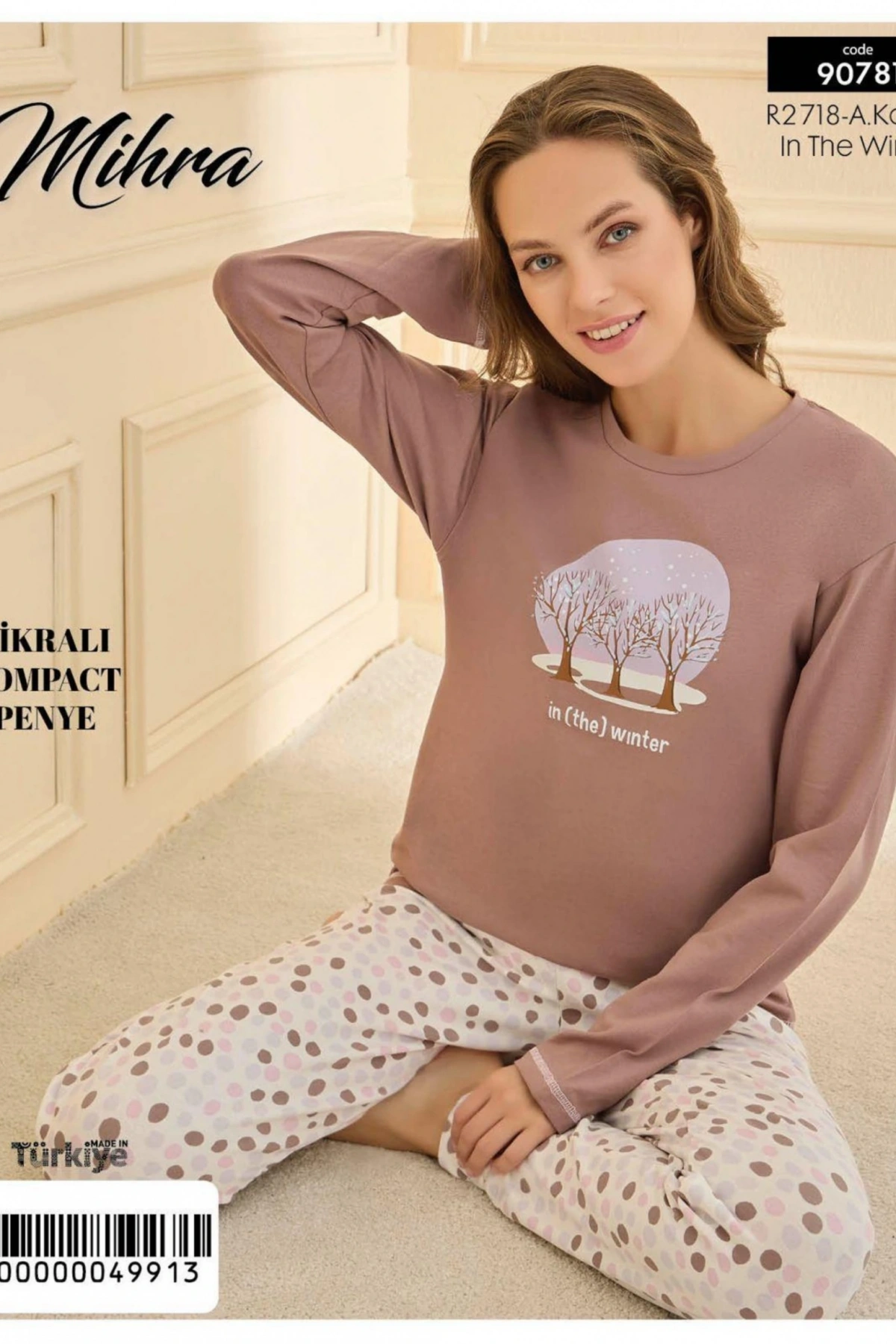 Mihra 90781 Kadın Ayıcıklı Uzun Kol Pijama Takımı