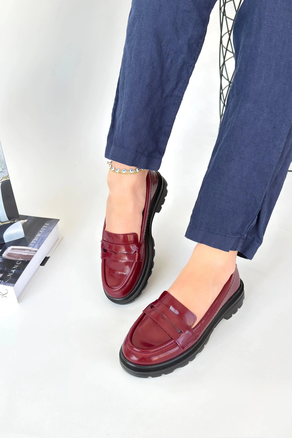 Narli Bordo Rugan Oxford Ayakkabı