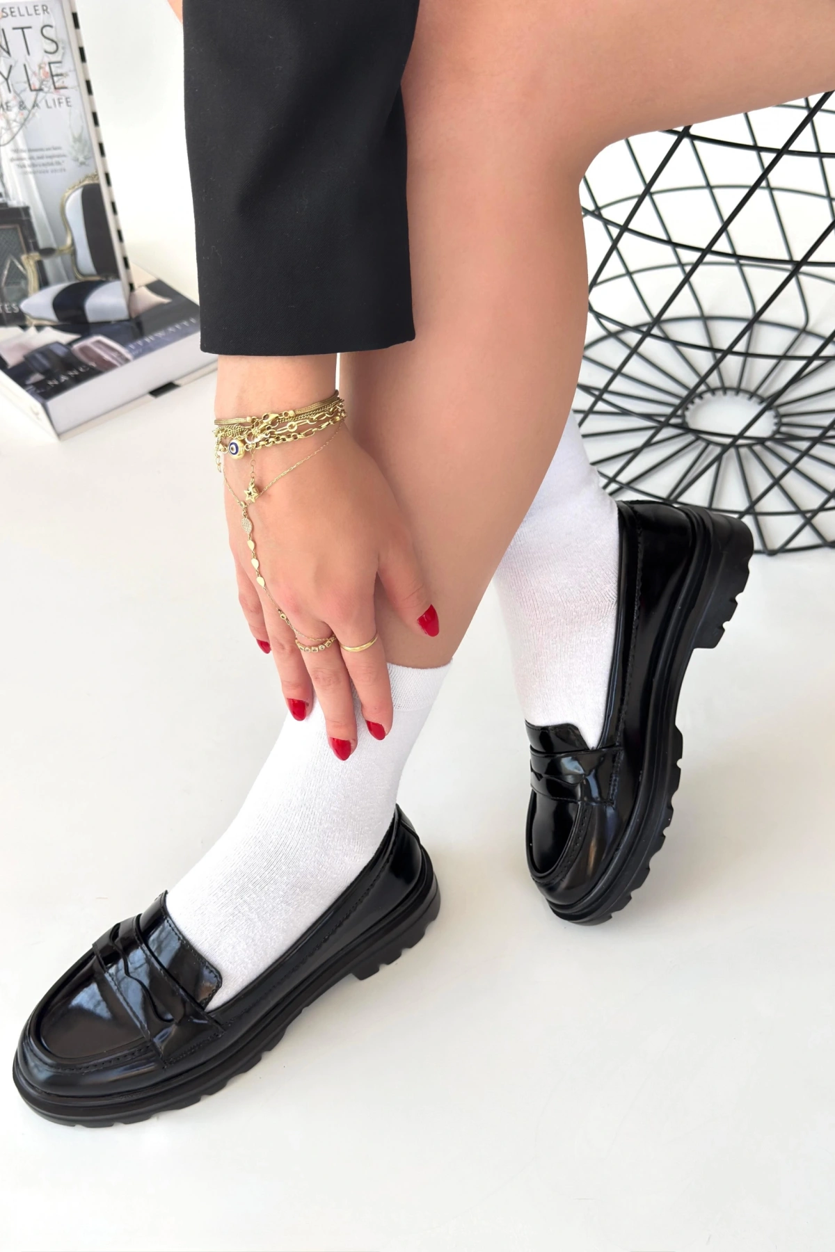 Narli Siyah Rugan Oxford Ayakkabı