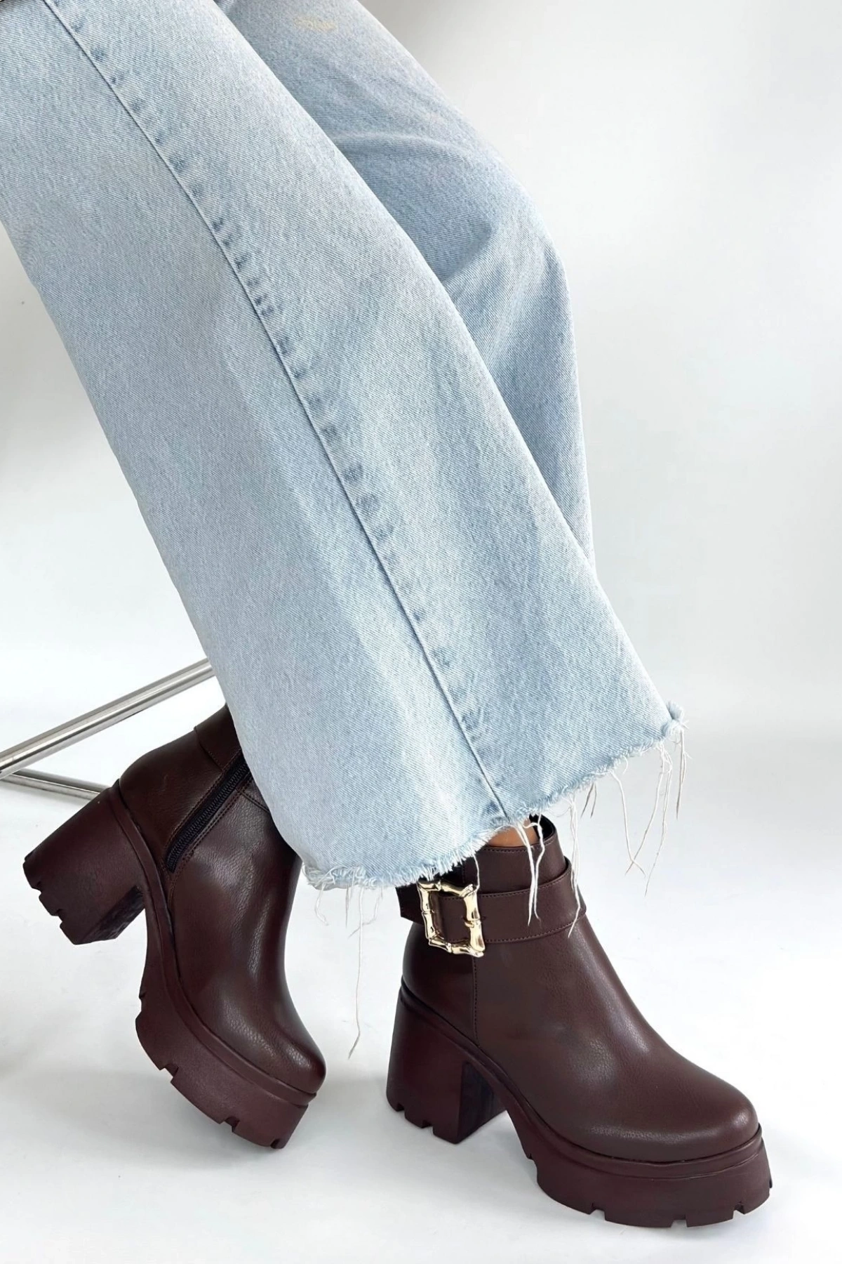 Pinma Kahverengi Cilt Topuklu Bot