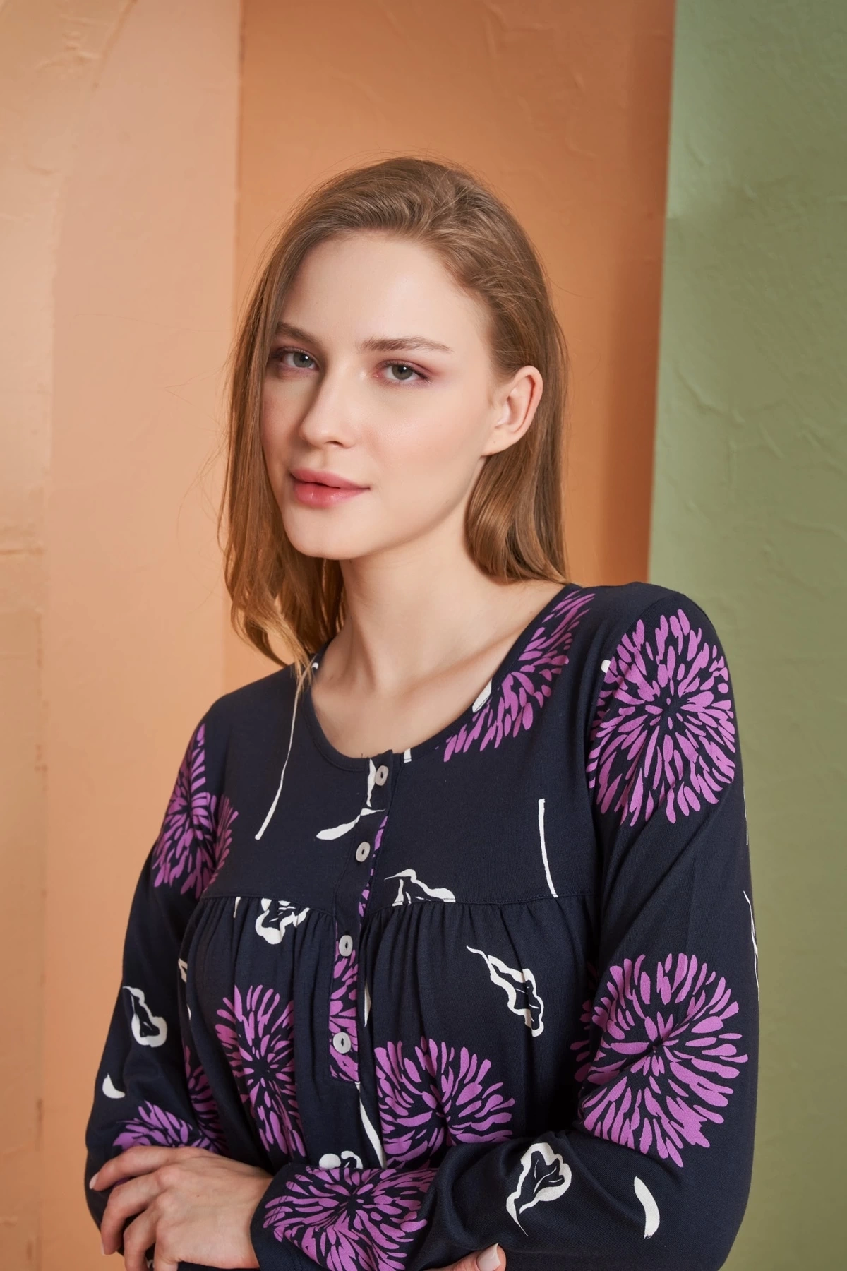 PJS 27166 Kadın Uzun Kol Gecelik