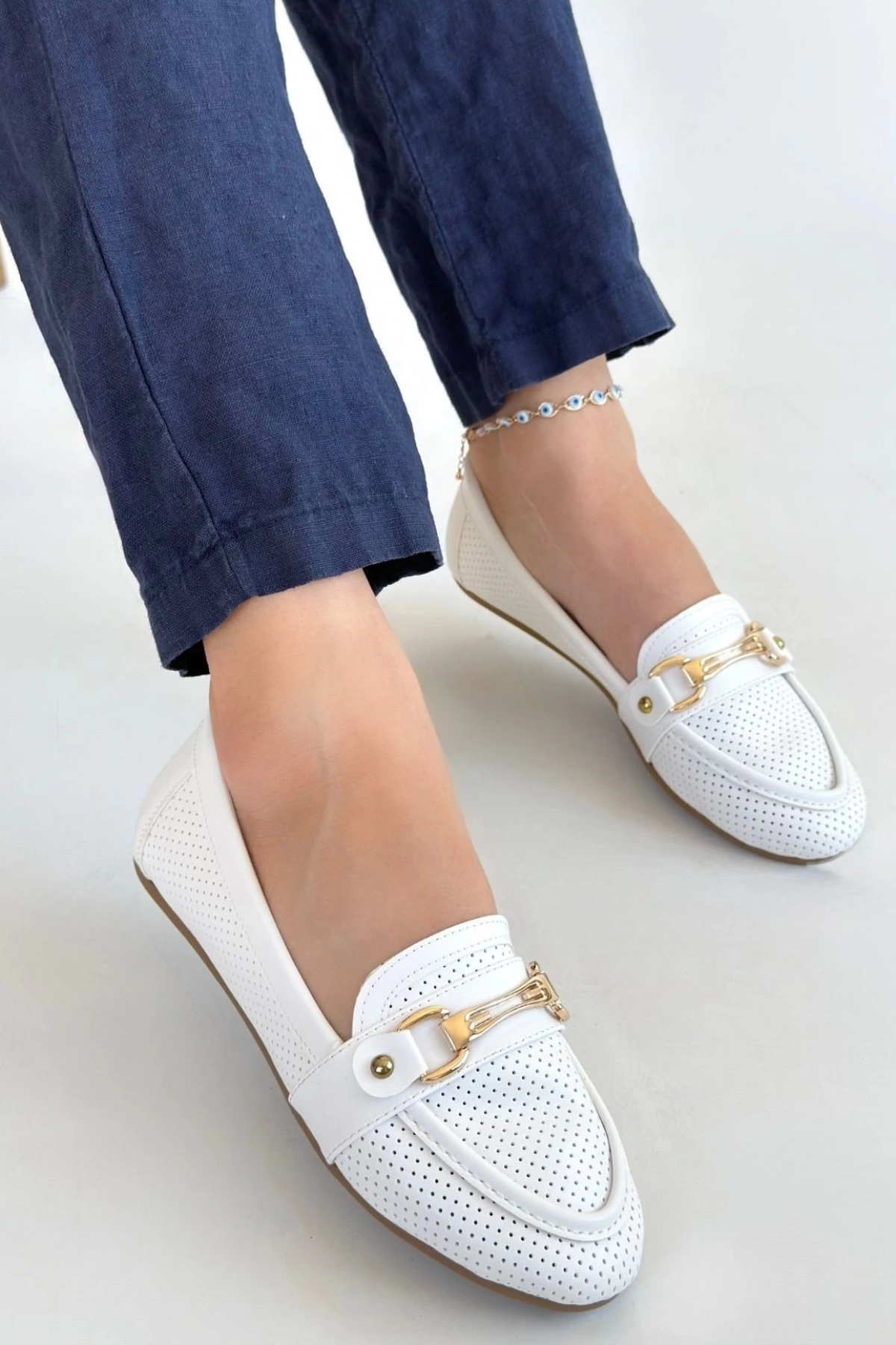 Rain Beyaz Cilt Babet Ayakkabı