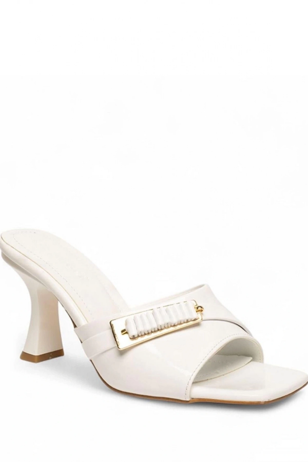 Sief Beyaz Rugan Topuklu Terlik