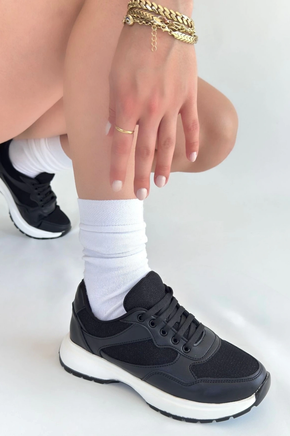 Slar Siyah Cilt Bağcıklı Spor Ayakkabı