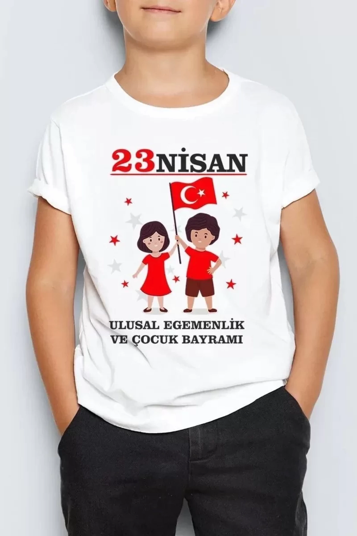 Unisex Çocuk Baskılı T-Shirt - Beyaz