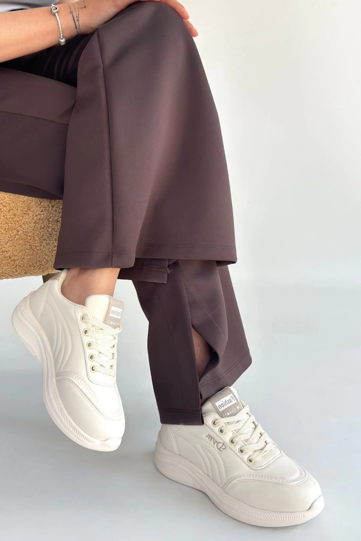 Yejja Bej Cilt Bağcıklı Spor Ayakkabı