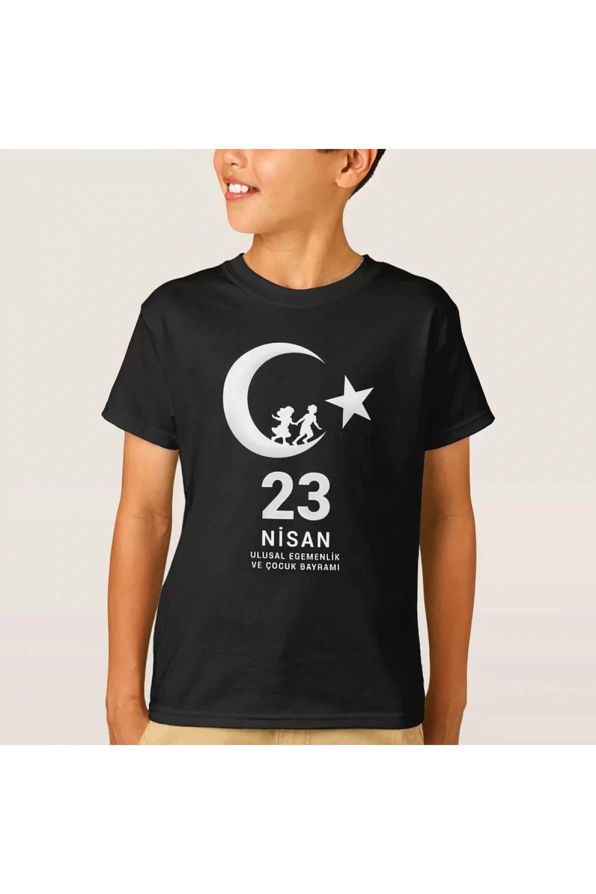 23 Nisan Çocuk Bayramı Baskılı Özel T-shirt - Siyah