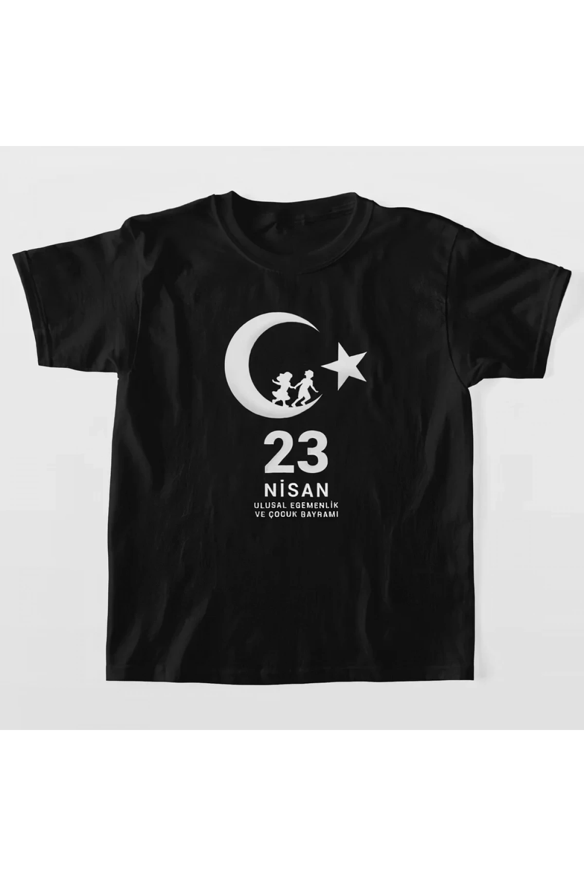 23 Nisan Çocuk Bayramı Baskılı Özel T-shirt - Siyah