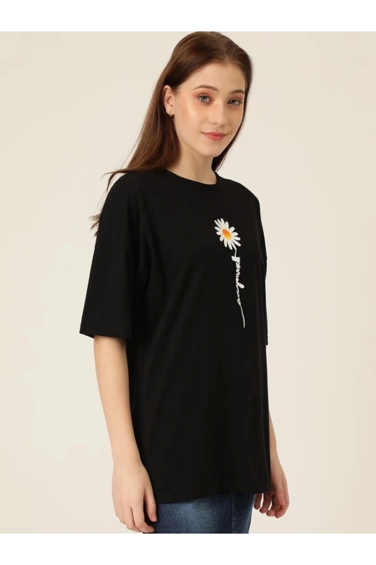 Baskılı Kadın T-shirt - Siyah